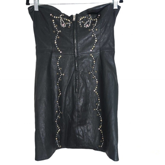 Isabel Marant Womens Dress Diana Black Lamb Leather Studded Strapless Mini Y2K 8 - Picture 3 of 12